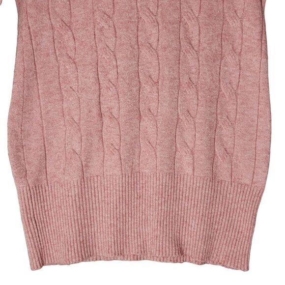 Evelin Italian Cable Knit Sweater Womens M Pink Vneck Long Sleeve Modal Barbie - Picture 4 of 10